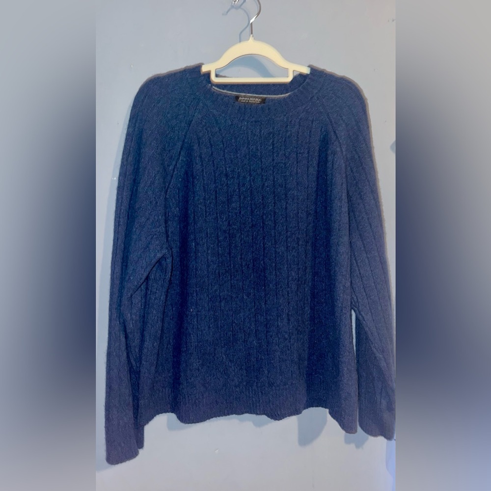 Banana Republic Blue Ribbed Sweater XL Tall Italian Yarn